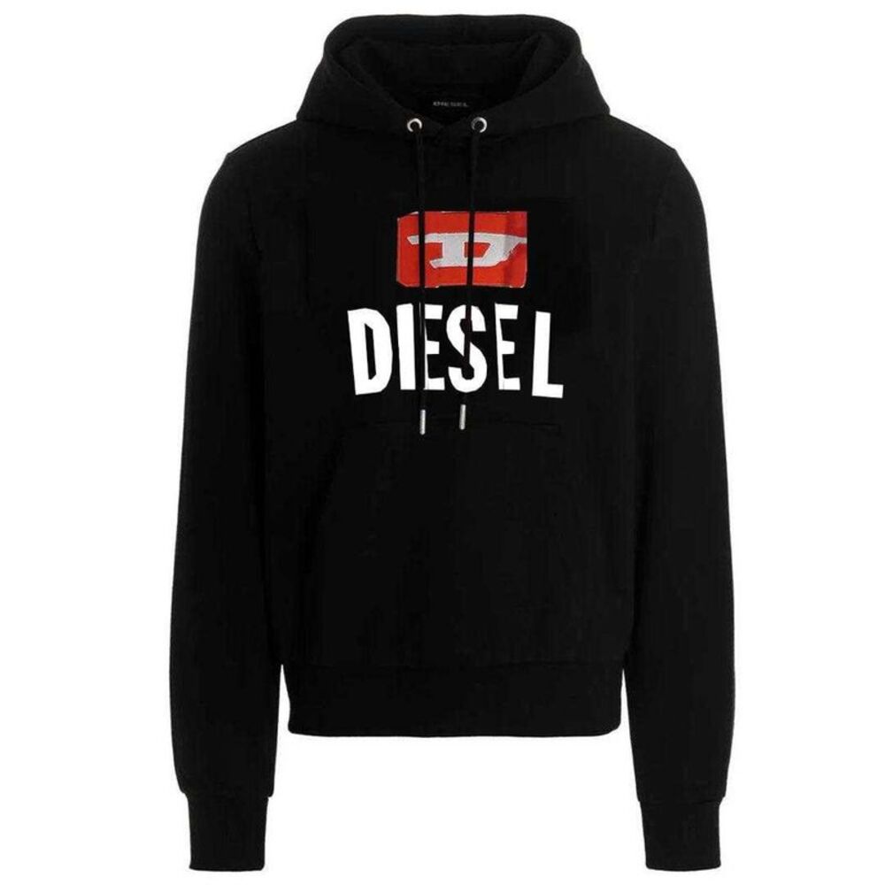 Diesel Mens New D Logo Cotton Blend Hoodie / Black